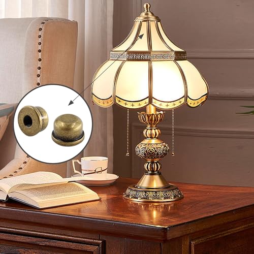 Image of 4PCS Solid Lamp Finials Caps Tapped, Knob On Top of The Harp Lampshade Stand, Harp Lamp Finial Knob, 1 /2 inch Tall, Gold