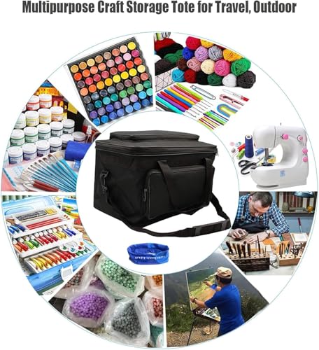 Image of Art and Craft Storage Organizer Bag Paint Art Supplies Storage Bag Arts Craft Tool Carrying Case Artist Paint Tool Box for Travel Foldable Waterproof Large Capacity Storage Tote Bag for Sewing