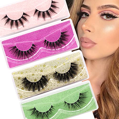 Ahrikiss False Eyelashes Fluffy Value Pack 4 Pairs 4 Styles Natural Look Soft Faux Mink Lashes