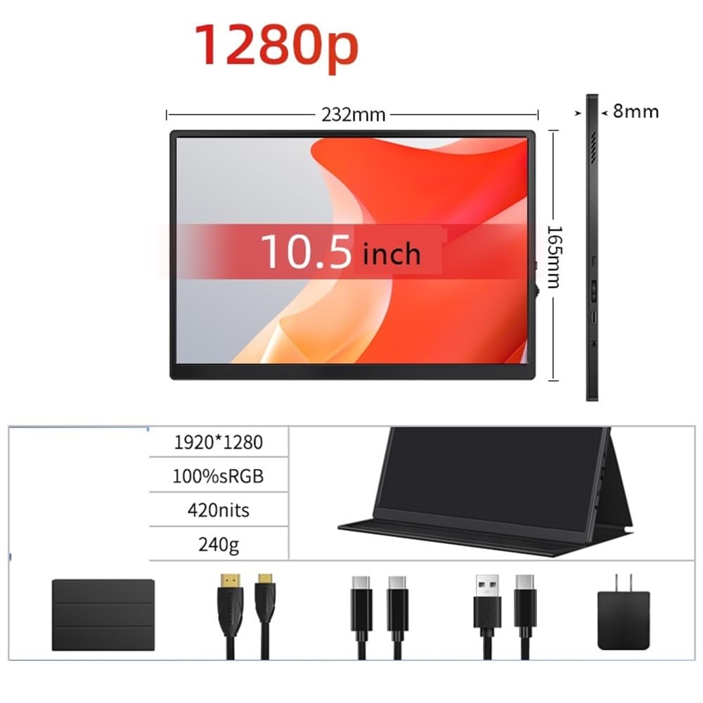 Display portatile da 10,5 pollici collegato direttamente allo schermo esterno del laptop host Monitor per Smart Working