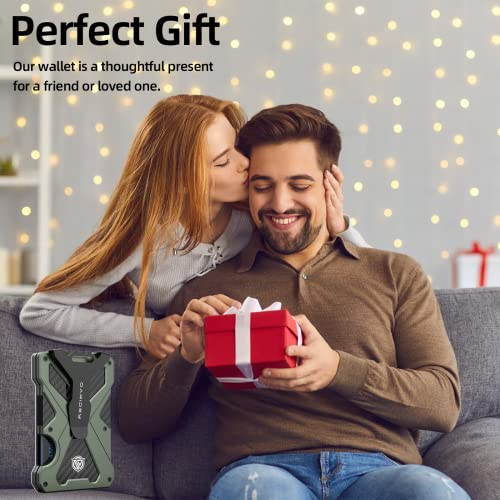 Minimalist Wallet For Men- Slim Aluminum Metal Money Clip Wallet With Clear Id Card Holder, Carbon Fiber Wallet, Rfid Blocking, Holds Up 15 Cards With Cash Clip, Ultra-Thin Tactical Wallet-Army Green #TOP7