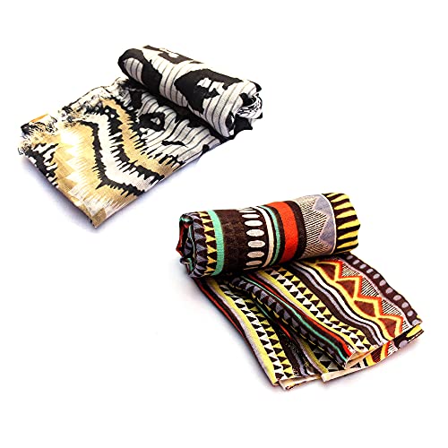 Image of Women's Trendy floral Printed Rayon Stoles Multicolour (Pack of 2)