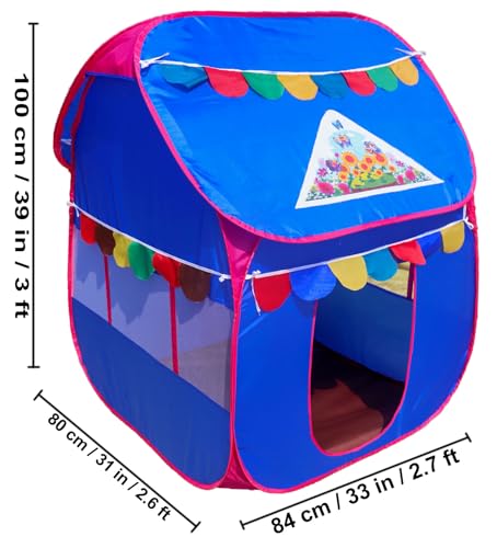 Image of Homecute Foldable Pop Up Hut Type Kids Toys Play Tent House for Boys and Girls (Medium Size Blue)