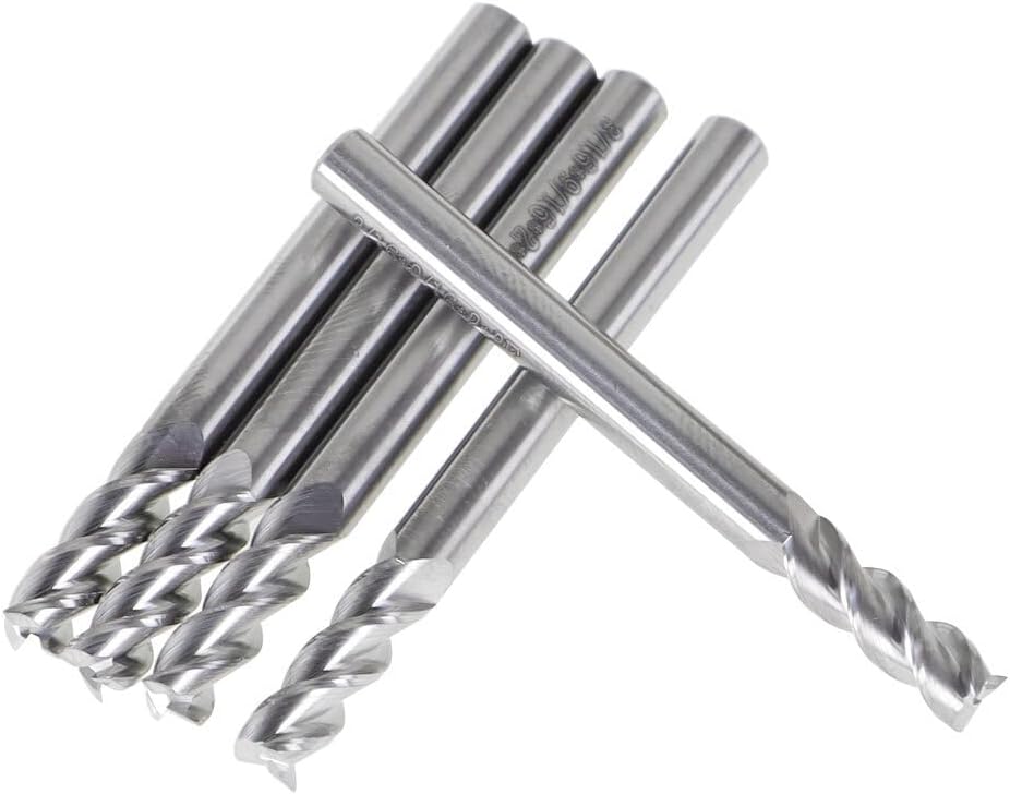 Genuine For Aluminum 5 Pack 3/16" 3 Flute NEW Regular Length Carbide End Mill