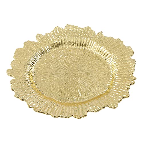 QIUTMER Charger Plates 24pcs Round Plastic Reef Plate Chargers Gold for Dinner Plates Wedding Party Thanksgiving Plates 12.6inch