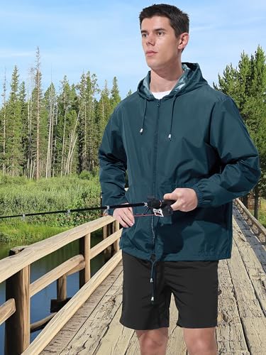 Image of UIQUR Mens Rain Jacket Raincoat Windbreaker Running Waterproof Lightweight Packable with Hood Travel Hiking Cycling