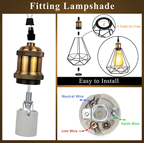 Dicuno US-E26-VS-VB-4P Vintage Lamp Socket, Edison Pendant Light Socket Replacement, Antique Retro Hanging Lamp Holder thumb #2