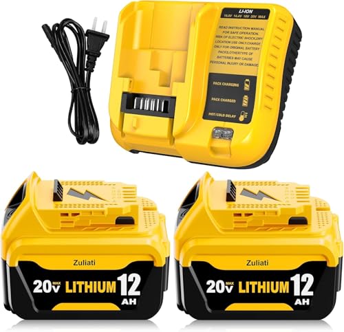 12.0Ah Replacement for Dewalt 20V Max Battery and DCB107 Charger(3Packs)