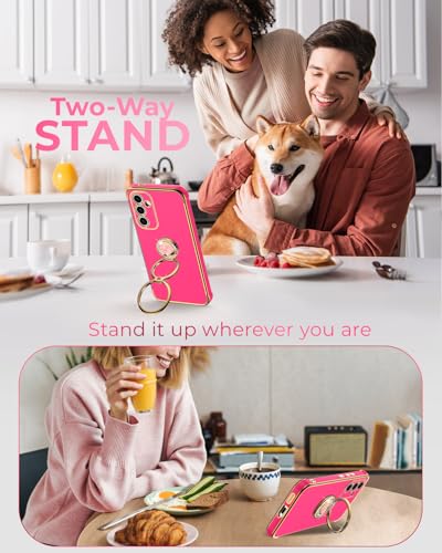 Image of XYZ for Samsung Galaxy S25 Plus Case with Stand, Phone Case with Double Ring Kickstand, Women Girls Bling Luxury Protective Case Heart for Galaxy S25 Plus 6.7'', Hot Pink