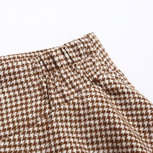 Image of IDEALSANXUN Women's Fall Winter High Waisted Wool Plaid A-line Long Skirt