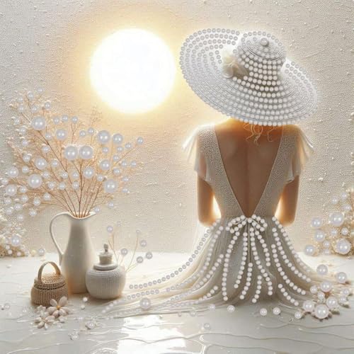 Lebartm Kit de pintura de perlas sin marco, 30 x 30 cm, lienzo colorido con piedras preciosas y puntos de diamante, lienzo para adultos, principiantes, decoración de pared y hogar, vista trasera