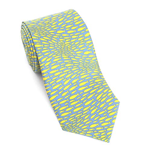 Josh Bach Men's Silk Necktie, School Of Fish Tie In Light Blue, Made In Usa #TOP7