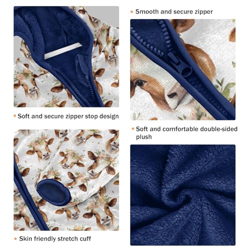 Cute Cow Boys Fleece Coat,Children's Zip-Up Hoodie Jacket,Baby Warm Fashion Outerwear 3-10T,A1133183