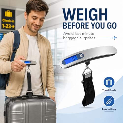 Image of Weight Machine For Luggage, 50kg Capacity, Digital Portable Electronic luggage weighing With LCD Display, Scale for home, travel, flights, bags