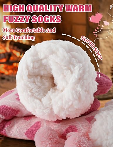 Image of MOGGEI Fuzzy Slipper Socks for Women, Warm Cozy for Winter, Non Slip Grips | Extra Soft Fluffy Lining, Anti-Skid Grippers, Thick Plush Cuff, Smooth Toe, Gifts,Thermal Fleece Cabin Socks, for Home Sleep