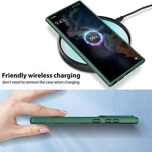Image of Galaxy S22 Ultra Case with Camera Cover,S22 Ultra Slim Fit Thin Polycarbonate Protective Shockproof Cover with Slide Camera Cover, Upgraded Case for Samsung Galaxy S22 Ultra (Green)