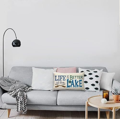 Ybdxha Life Is Better At The Lake Throw Pillow Case Cushion Cover Home Sofa Decorative 12 X 20 Inch #TOP2