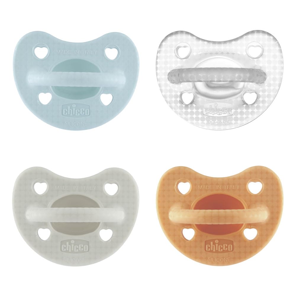 Chicco Physioforma Gommotto Luxe, Ciuccio in Silicone 2-6 Mesi, Gommotto Morbido e Delicato, Supporta la Respirazione Fisiologica, Favorisce il Corretto Sviluppo della Bocca, 4 Pezzi