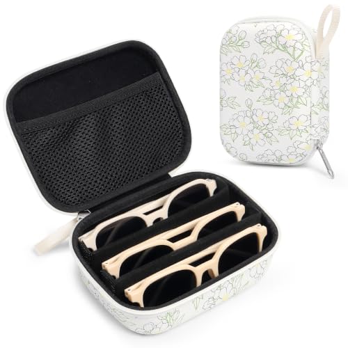 Image of Bukere Travel Sunglasses Organizer Case, PU Leather Adjustable Slots for Multiple Glasses, Hard Eyewear Box for Men Women
