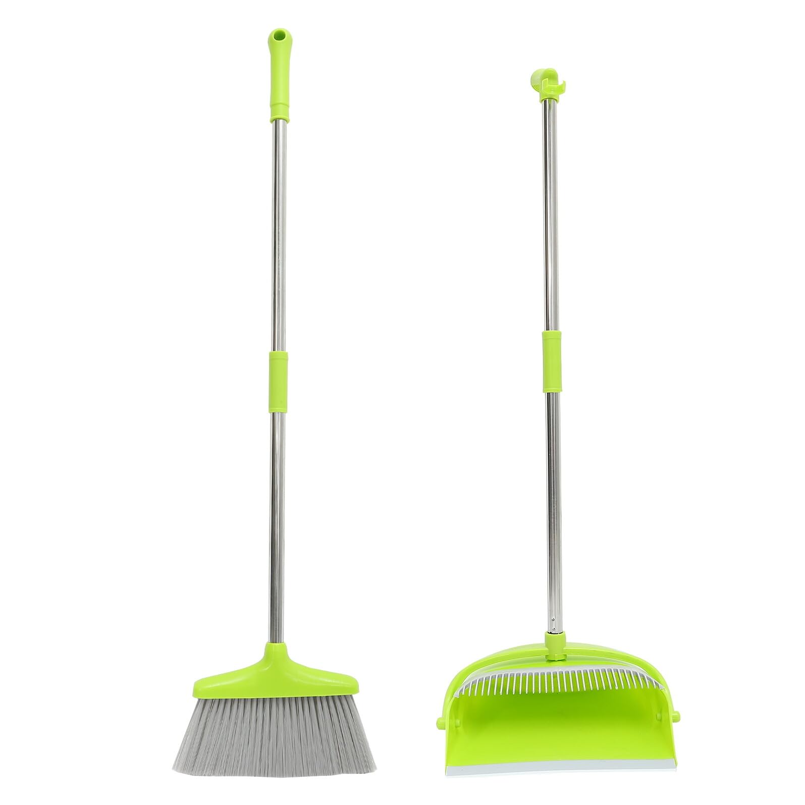 Escoba y Recogedor de Acero Inoxidable Verde, Kit, Herramienta de Limpieza para Suelos, Almacenamiento Compacto, para Hogar, Oficina y Uso Interior, Limpieza para Toda la Familia