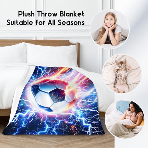 Soccer Blanket for Boys Throw Gifts - 30" x 40" Soft Plush Sport Theme Blankets for Kids