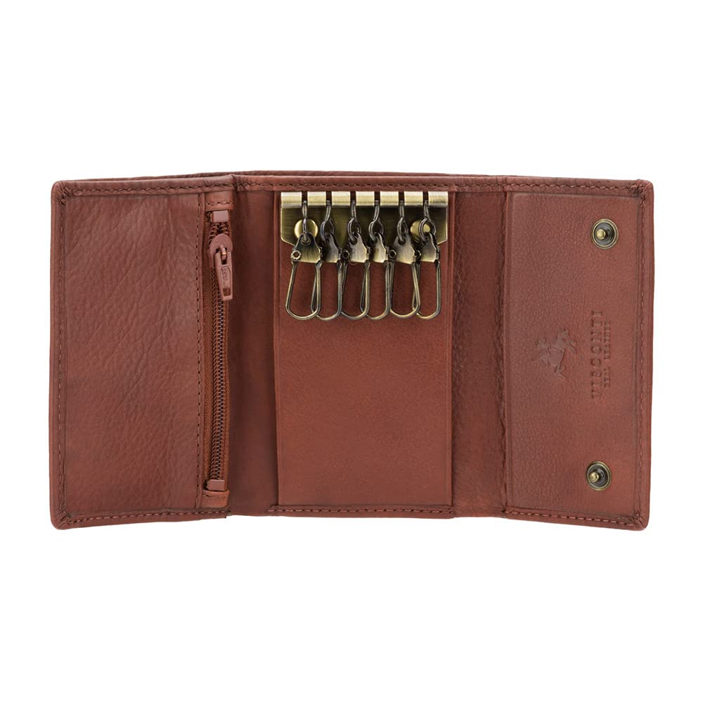 Visconti 1178 Leather Key Case Wallet/Key Holder Wallet/Coin Purse, Brown,Black, Slim Wallet