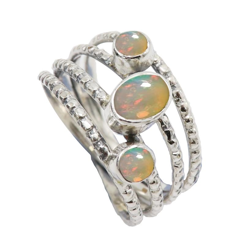 Bague en argent sterling 925 et opale véritable au design haut de gamme