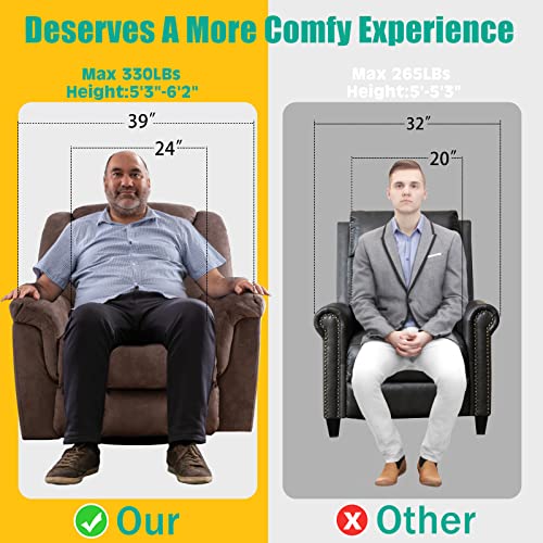 Anj Oversized Rocker Recliner Chair Manual 360 Degree Swivel Recliners Comfy Glider Rocking Chairs For Big Man Home Extra Wide Overstuffed Reclining Chair For Living Room, Camel #TOP5