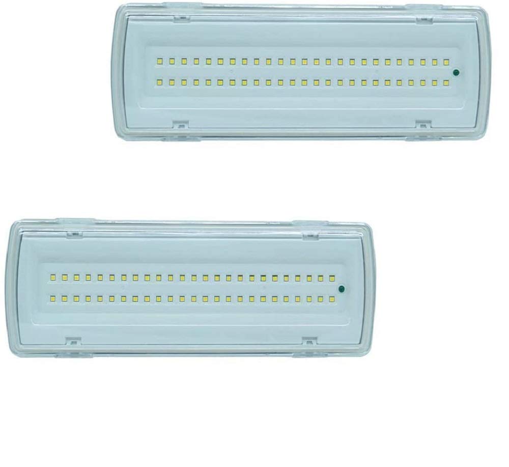 2X Lampada Di Emergenza Con 50 Led Completa Di Incasso E Batteria Luce Bianca 4W