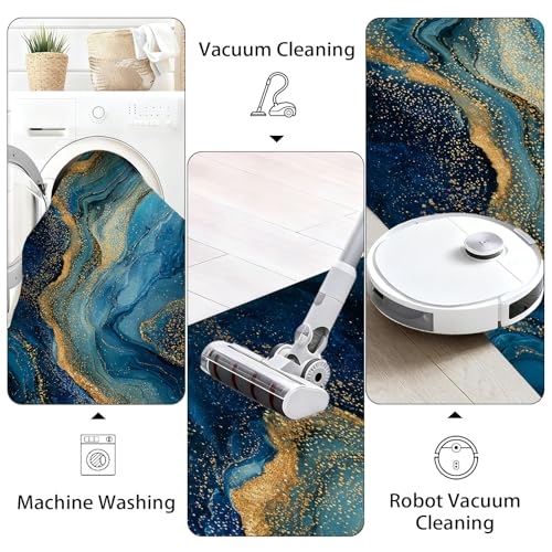 Tapis de passage marbre bleu antidérapant sécurisé lavable - 8