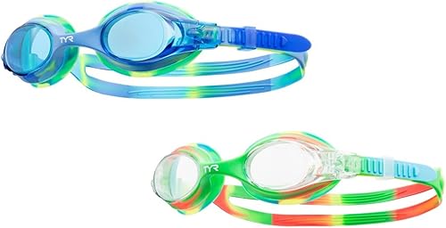 Vista 32 de TYR Swimple Tie-Dye Kids' Swim Goggles Rosado/Azul