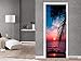 FLFK Coucher de Soleil Tropical Autocollant Porte Affiche 3D pour Cuisine Chambre Salle de Bain Auto-adhésif Amovible Murale Décoration 77X200cm