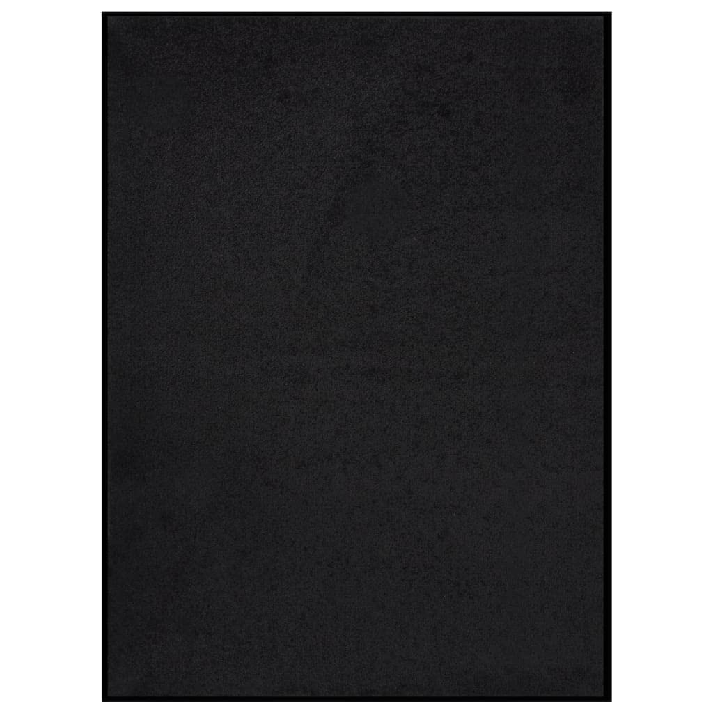 Felpudo 60 x 80 cm terciopelo negro con parte trasera de vinilo antideslizante, felpudo para entrada, pasillo, pasillo, interior y exterior cubierto, fácil de limpiar, resistente, no daña el