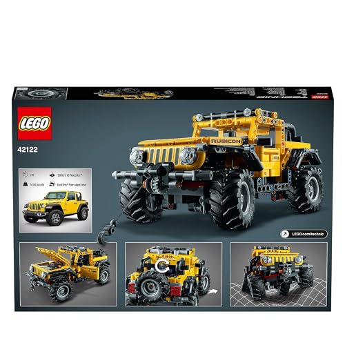 LEGO 42122 Technic Jeep Wrangler, Coche de Juguete 4x4, Set de Construcción de Vehículo Todoterreno