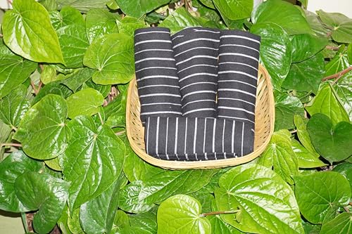 Image of Crazy Weaves Cotton Hand Towel Lunch Towel Daily Use Face Towel Pack of 4 (18 inch * 24 inch) 100% Pure Cotton Towel (Black Mix Stripe, 18 X 24)