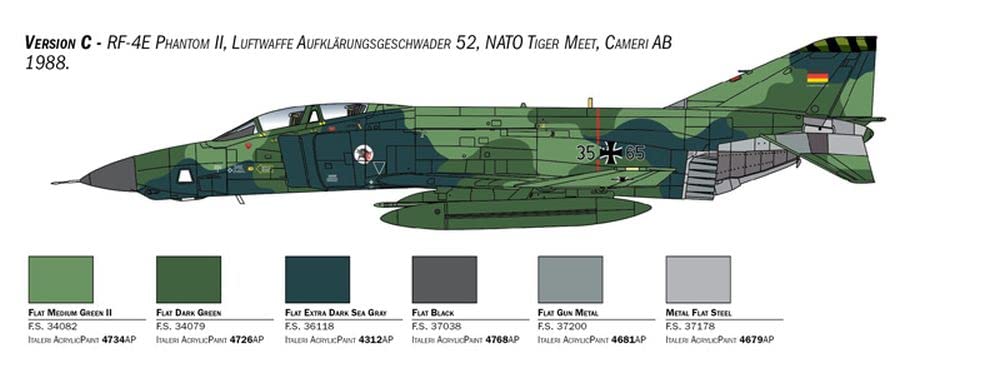 Italeri -2818 RF-4E Phantom II, Escala 1:48, Model Kit, Modelo de Plástico para Montar, Modelismo, IT2818