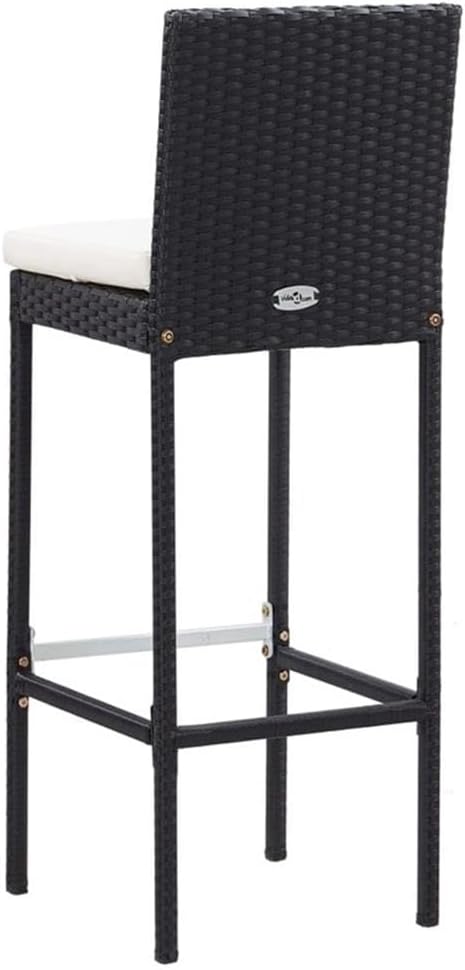 Pemberly Row 5-Piece Outdoor Bar Set, Solid Acacia Wood and Black Rattan, Cream Cushions, Weather-Resistant, Rectangular Table and Chairs for Patio or Garden Dining, Seats Up to 5 People