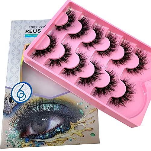 Hbzgtlad 6 Pairs False Eyelashes Cat-Eye Fluffy Faux Mink Lashes 8D Wispy Lashes Dramatic Long Thick Volume Fake Eye Lash(Sy-01) #TOP30