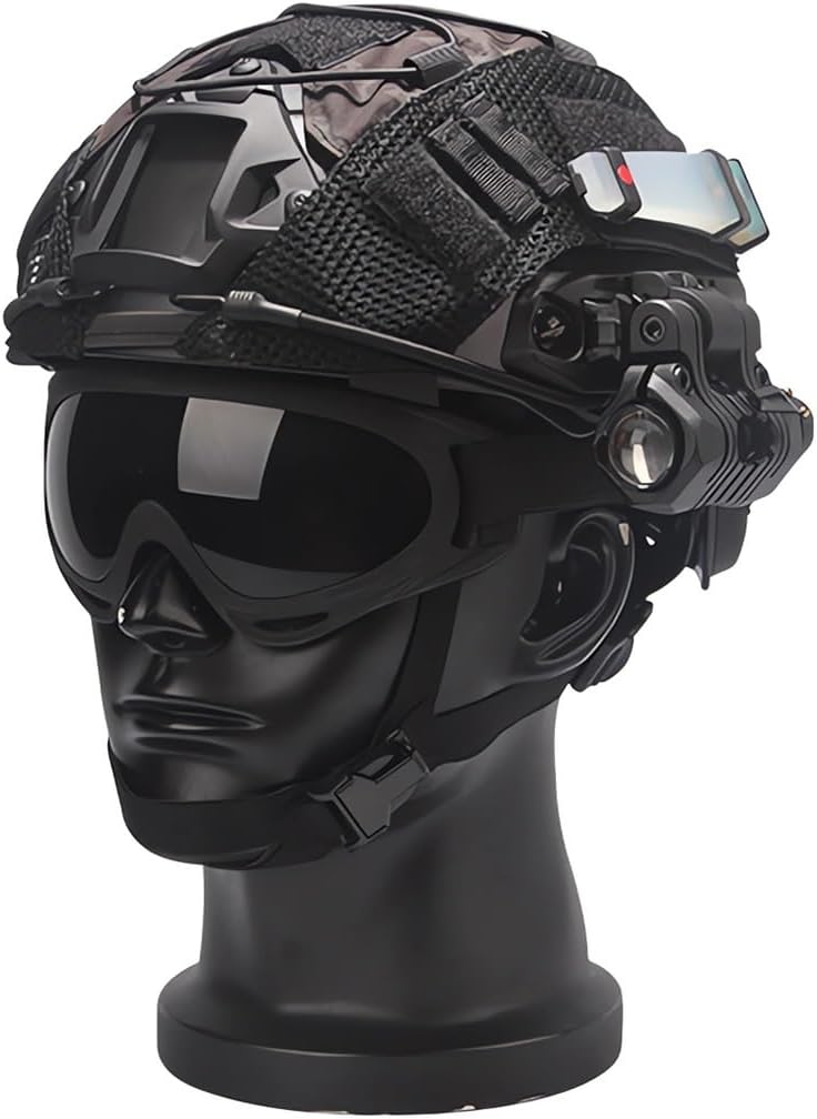 Airsoft Helmet Detachable Goggles Set,Paintball PJ Fast Helmet with Front NVG Mount and Side Rail,Tactical Airsoft Gear