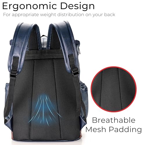 Image of LOGGIN 15.6 Inch Unisex Laptop Backpack for Men & Women | Premium Vegan Leather Water-Resistant Bag | Stylish Office, College & Travel Backpack with Anti Theft Design Multiple Pockets