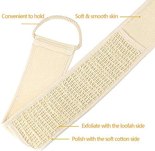 GCOA 3 Pack Exfoliating Loofah Back Scrubber Luffa Strap with Double Side for Shower and Bath to Remove Dead Skin – Natural Loofah