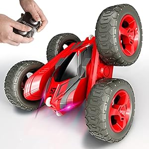 Tecnock Remote Control Car for Kids, 360 ° Rotating Double Sided Flip RC Stunt Car, 2.4GHz 4WD Toy Car with Rechargeable Battery for 45 Min Play, Great Gifts for Boys and Girls