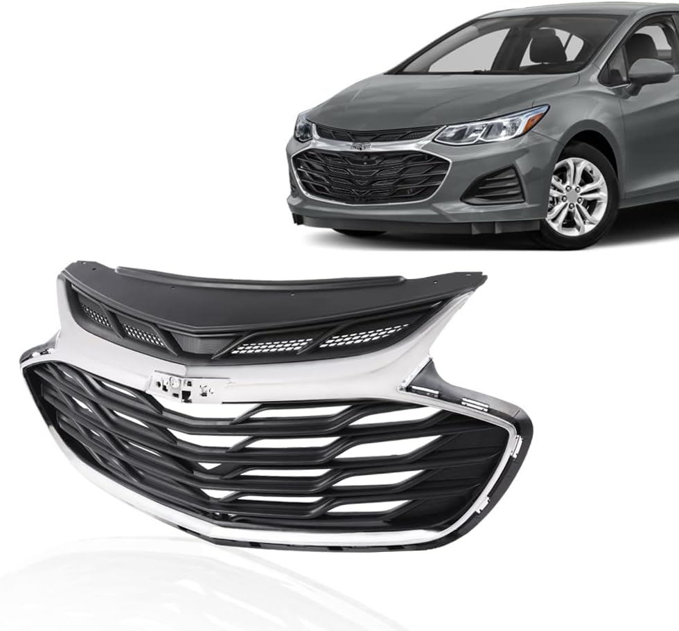 PIT66 Front Upper Grille Compatible with 2019-2020 Chevy Cruze Bumper Grill