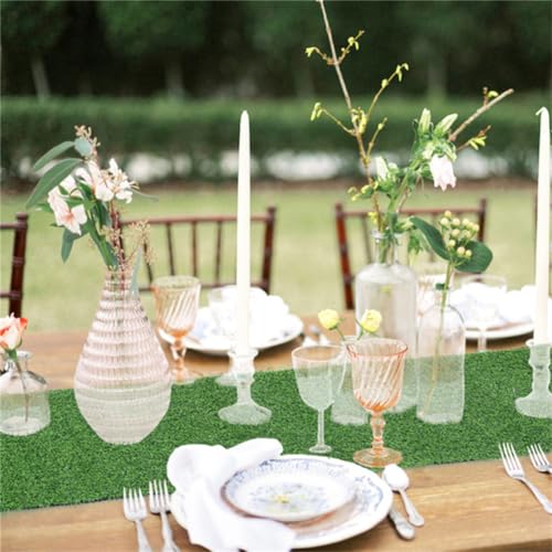 Césped artificial para mesa de comedor, mantel verde de verano 8