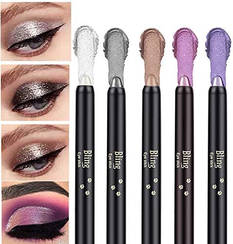 Aaiffey 5PCS Eyeshadow Stick Bright Light Shimmer,Nautral Cream Eyeshadow Pencil Hypoallergenic Eyeshadow, Waterproof & Long Lasting Starter Eyeshadow Stick Sets