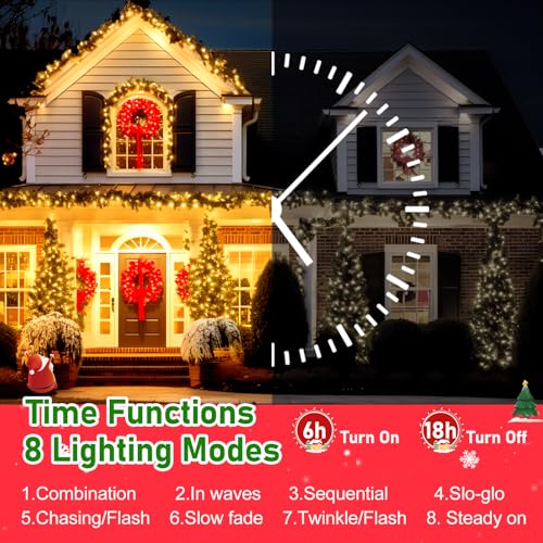 Longgoearn 60M 500 LED Outdoor Fairy Lights, Christmas Tree Lights Plug in 8 Modes Remote Control Mains Powered Waterproof String Lights for Garden, Yard, Wedding, Party Decor- Warm White - Image 3
