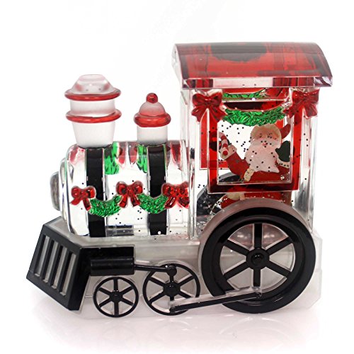 Roman Confetti Santa Claus Train LED Light-up 6 x 7 Inch Table Top Glitterdome