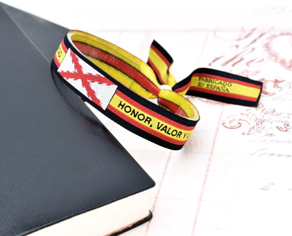 BDM Burgundy Cross Fabric Bracelet, Burgundy Flag and Spanish Tercios, Flag of Spain. Unisex Historical Pride Accessory. - Image 4