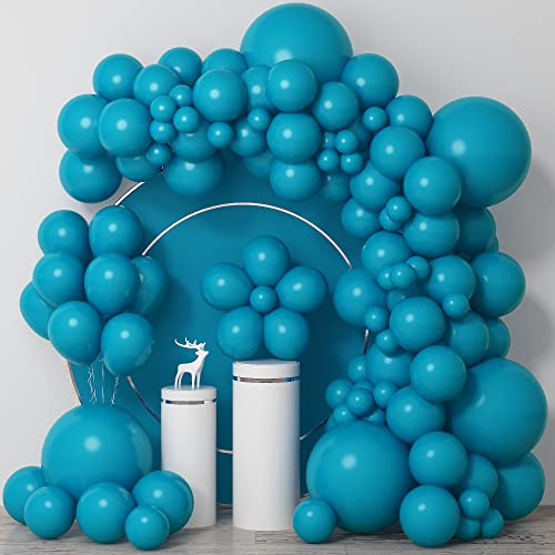 Image of Peacock Blue Balloons Turquoise Blue Latex Balloon 5 10 12 18inch Different Sizes 103pcs Teal Blue Balloons Arch Kit for Kids Birthday Party Decoration Gender Reveal Baby Shower Wedding Whale Theme