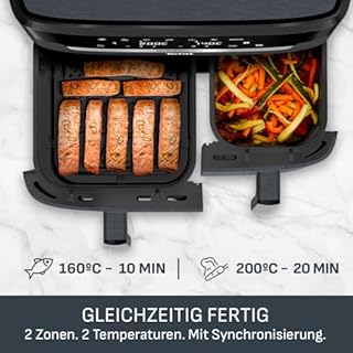Tefal Dual Easy Fry XXL Heißluftfritteuse 11 L – Airfryer mit 2 Kammern (Doppelkammer), 7 Programme, 2700 W, digitales Display, Extra-Crisp Technologie, fettarm frittieren, energiesparend EY942B